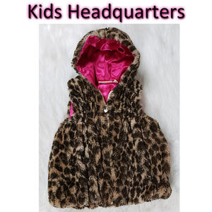 Kids Headquarters Faux Fur Hoodie Vest Size 4